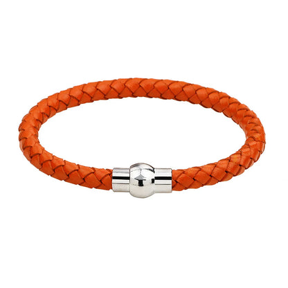 Simple Style Solid Color Pu Leather Alloy Braid Men'S Bracelets