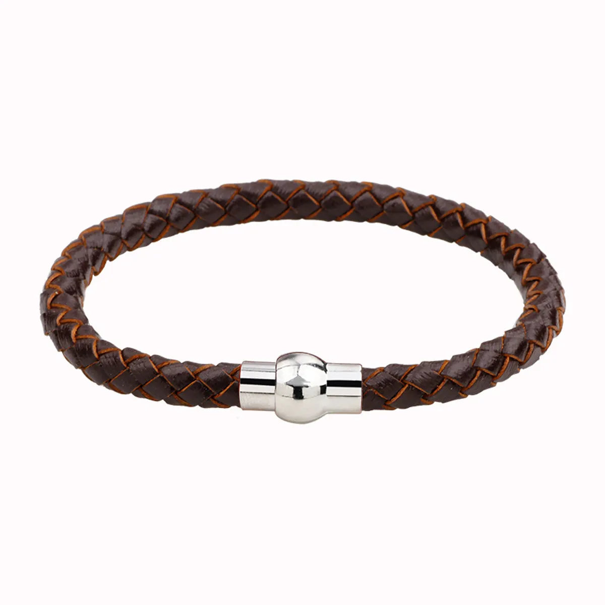 Simple Style Solid Color Pu Leather Alloy Braid Men'S Bracelets