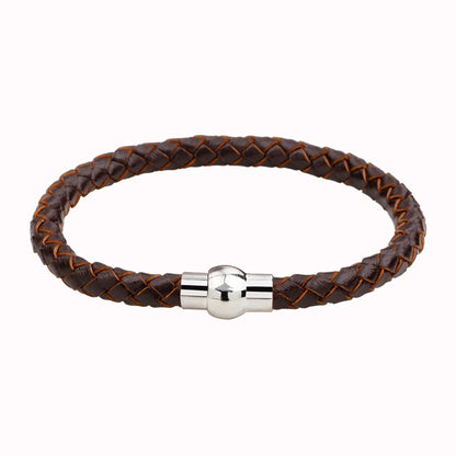 Simple Style Solid Color Pu Leather Alloy Braid Men'S Bracelets