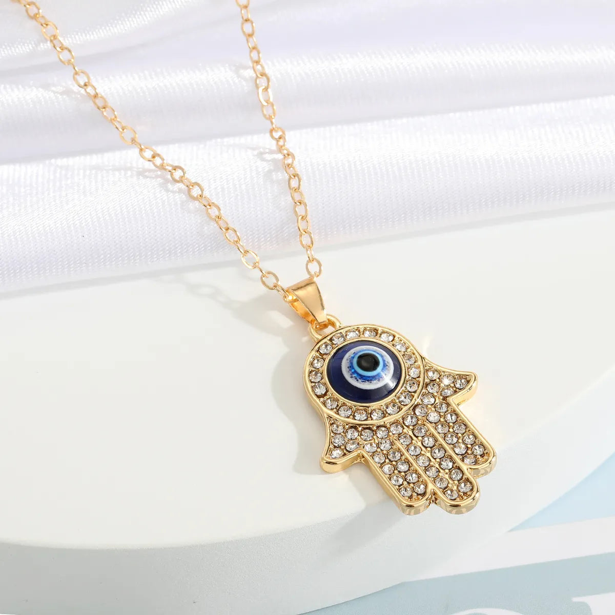 New Turkey Demon Eye Diamond Palm Pendant Necklace Wholesale Gooddiy