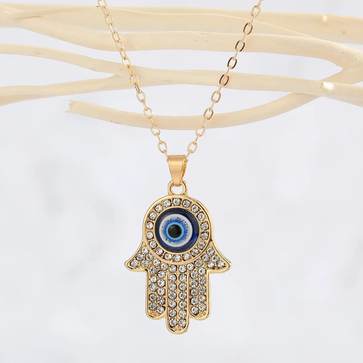 New Turkey Demon Eye Diamond Palm Pendant Necklace Wholesale Gooddiy