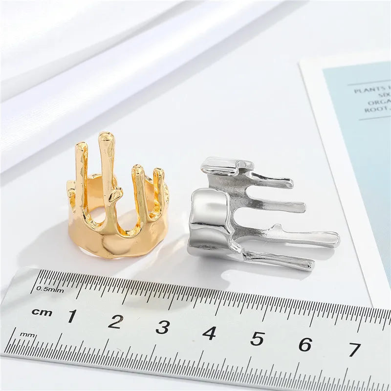 New Two-Color Crown Irregular Opening Adjustable Ring Wholesale Nihaojewelry