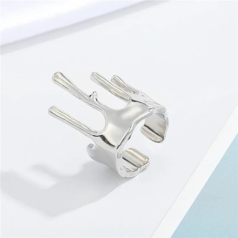 New Two-Color Crown Irregular Opening Adjustable Ring Wholesale Nihaojewelry