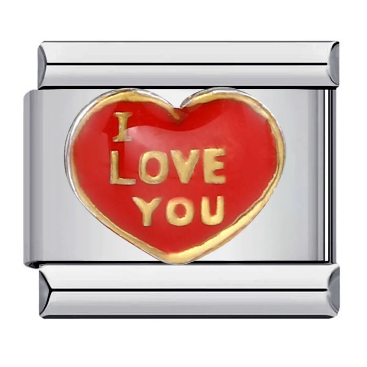 1 Piece 9*10mm 304 Stainless Steel Letter Heart Shape Italian Charms