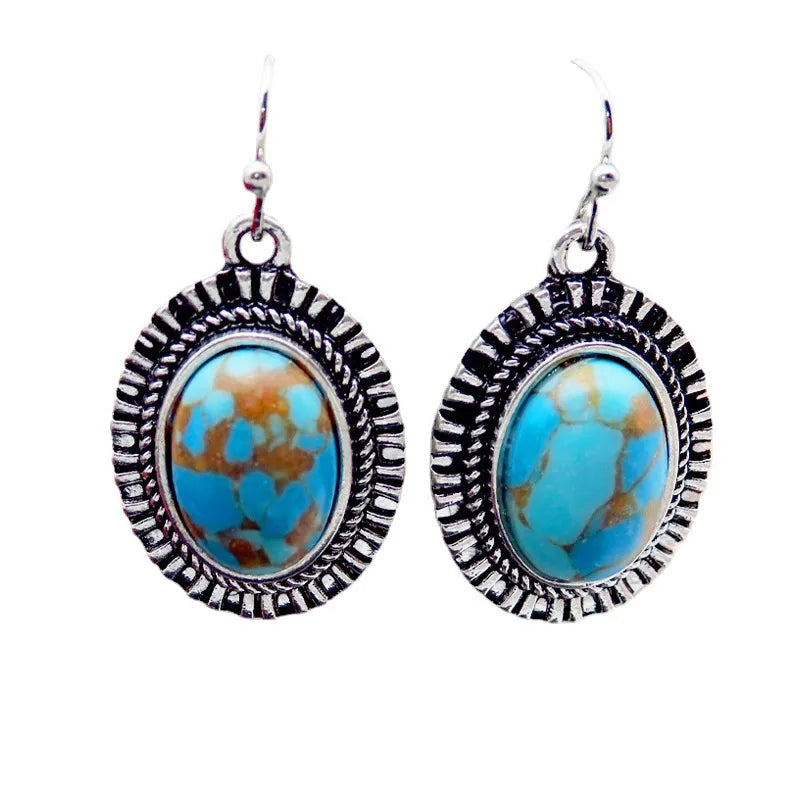 New Vintage Turquoise Earrings Fashion Purple Crystal Turquoise Earrings Wholesale