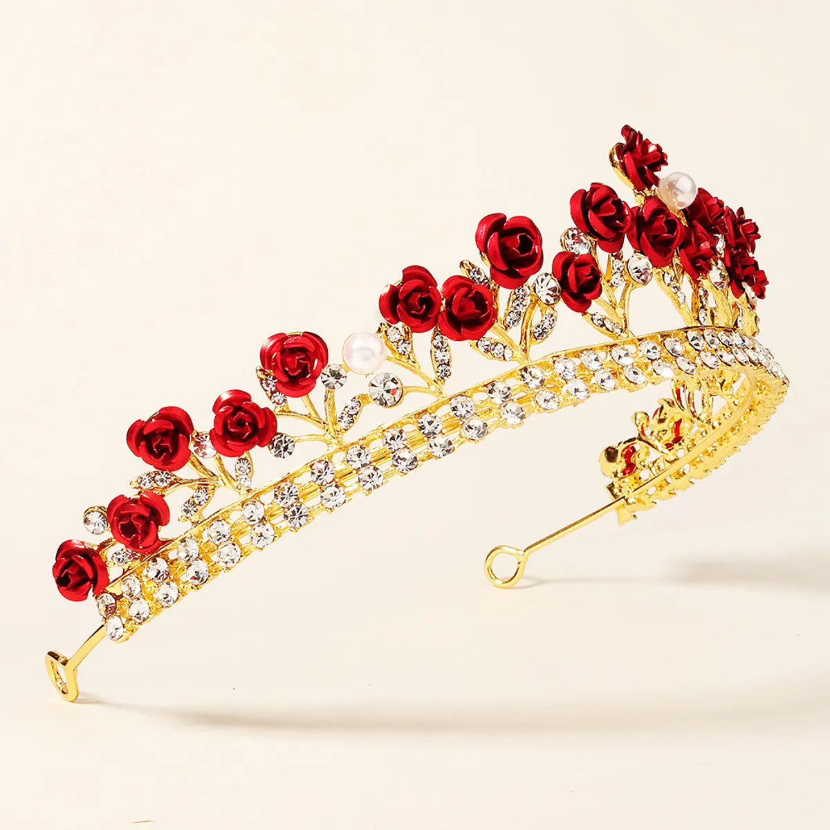 New Wedding Jewelry Baroque Red Rose Diamond Crown Wholesale Nihaojewelry