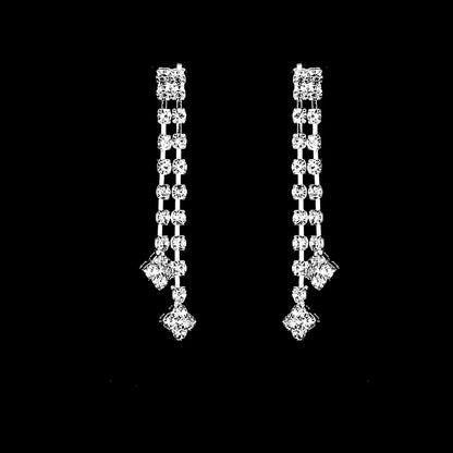 New Wedding Women's Long Diamond Necklace Earrings Bracelet Set