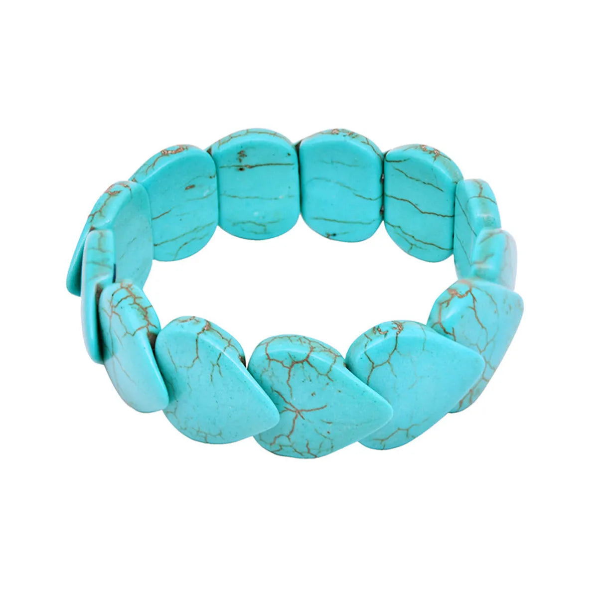 New Wide Elastic String Turquoise Bracelet Retro Heart Geometric Bracelet