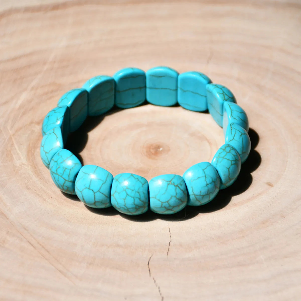 New Wide Elastic String Turquoise Bracelet Retro Heart Geometric Bracelet