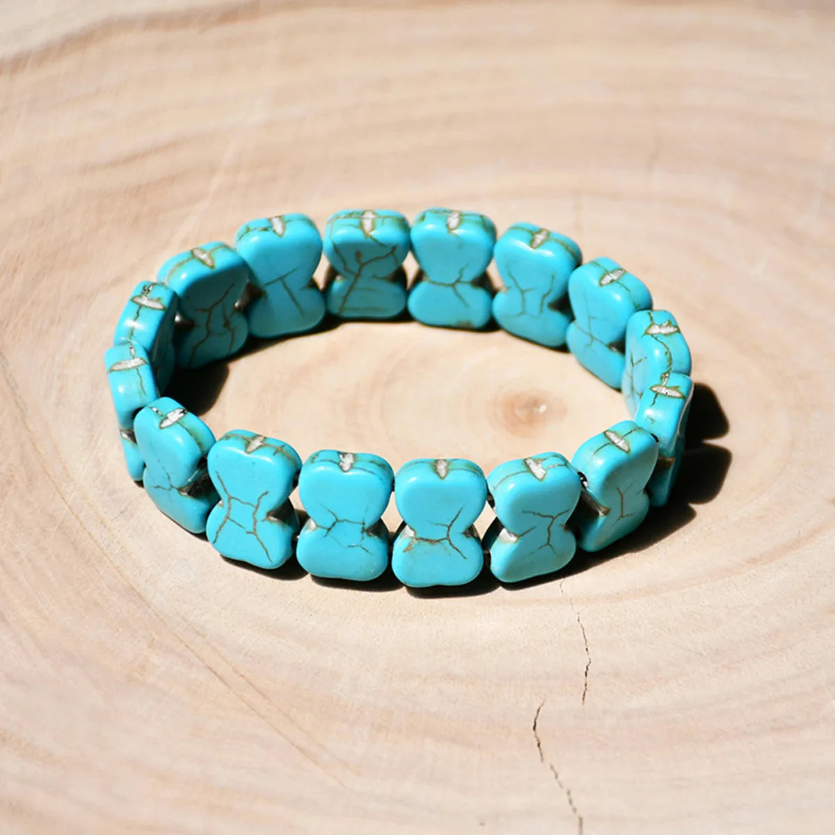 New Wide Elastic String Turquoise Bracelet Retro Heart Geometric Bracelet