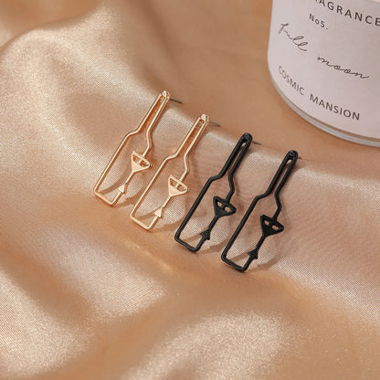 Simple Style Wine Bottle Plating Alloy No Inlaid Earrings Ear Studs