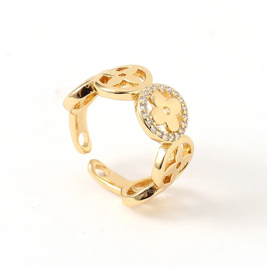 New Women'S Copper Plated Real Gold Geometric Open Tail Ring