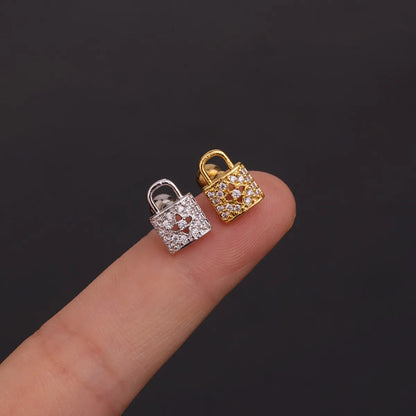 1 Piece Lady Geometric Inlaid Zircon Stainless Steel Earrings