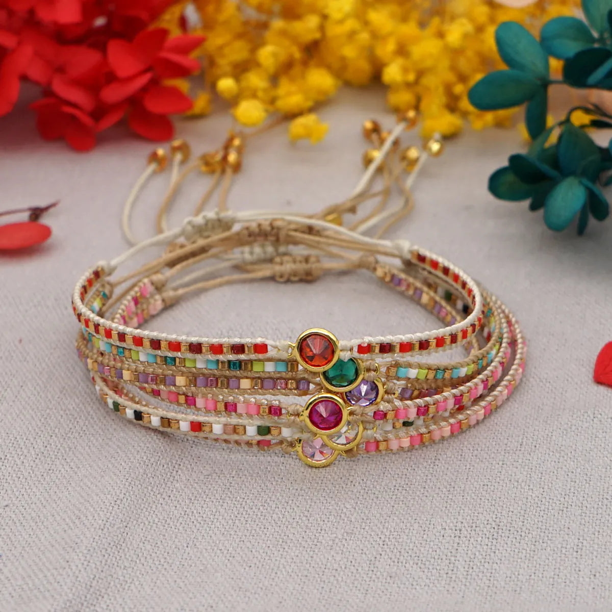 Niche Design Fashion Simple Miyuki Rice Beads Hand-woven Diamond-studded Friendship Rope Small Bracelet