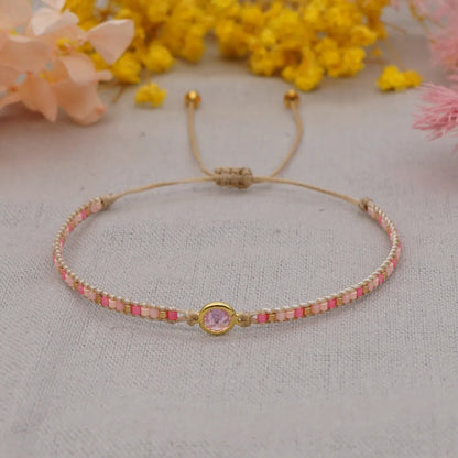 Niche Design Fashion Simple Miyuki Rice Beads Hand-woven Diamond-studded Friendship Rope Small Bracelet