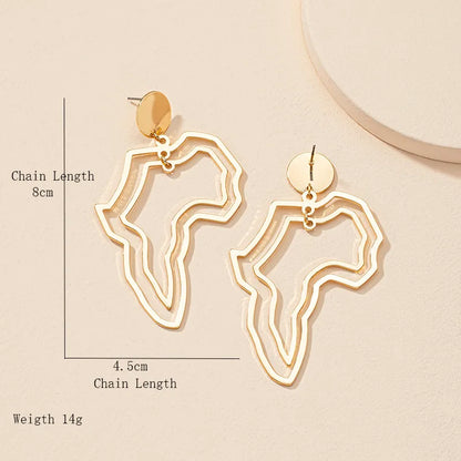 Niche Design Hollow African Map Earrings New Retro Ear Studs Female