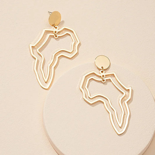 Niche Design Hollow African Map Earrings New Retro Ear Studs Female