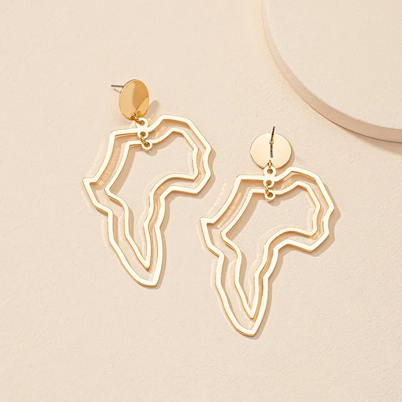 Niche Design Hollow African Map Earrings New Retro Ear Studs Female