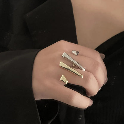 Niche Rregular Geometric Opening Adjustable Index Finger Ring