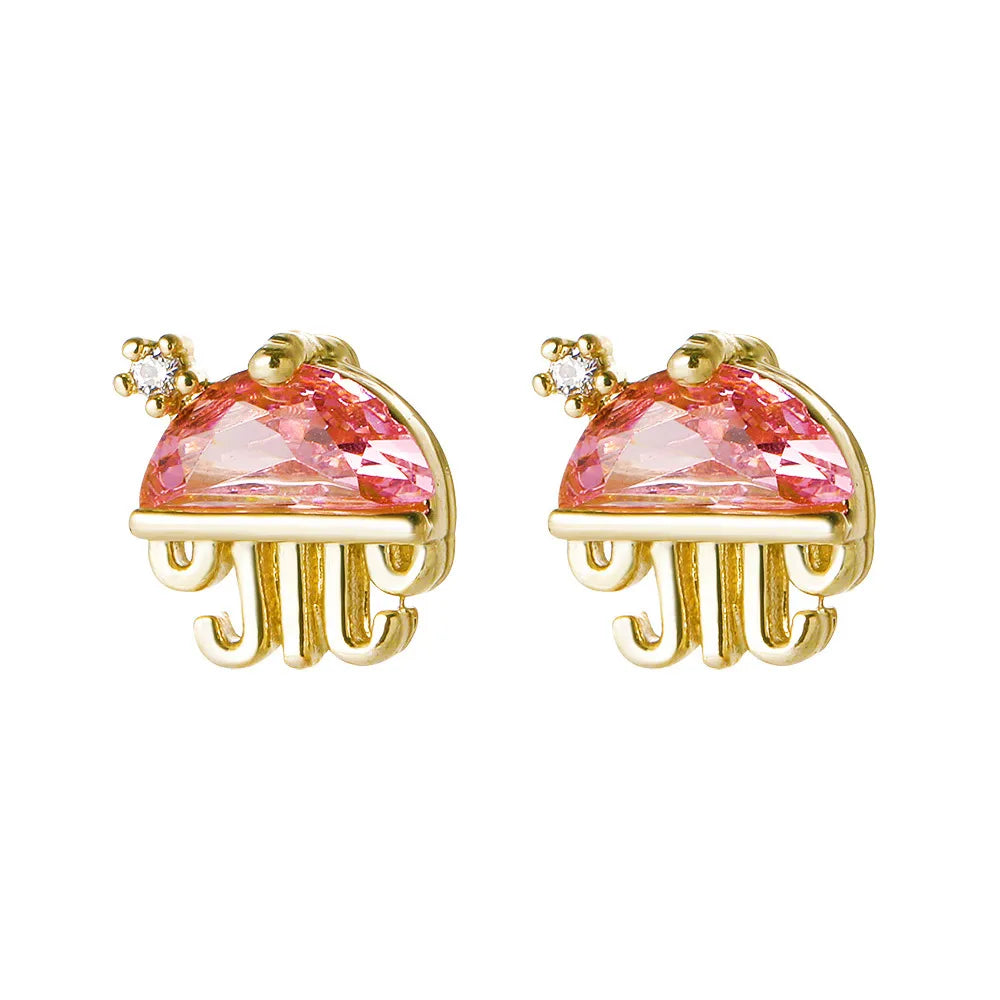 Nihaojewelry Cute Color Zircon Copper-Plated Animal Earrings Wholesale Jewelry