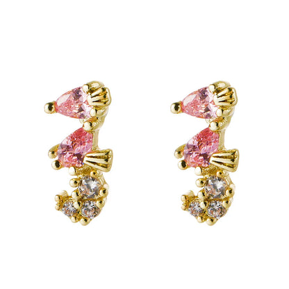 Nihaojewelry Cute Color Zircon Copper-Plated Animal Earrings Wholesale Jewelry