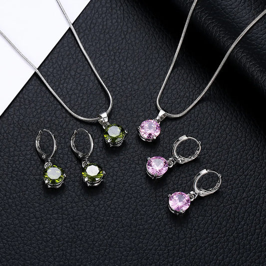 Gooddiy Fashion Geometric Diamond Necklace Earrings Ring Combination Set Wholesale Jewelry