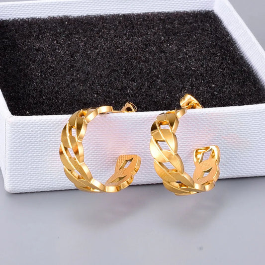 Gooddiy Jewelry Wholesale Chain Hollow Golden Titanium Steel Earring