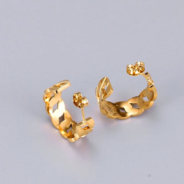 Gooddiy Jewelry Wholesale Chain Hollow Golden Titanium Steel Earring