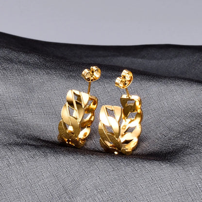 Gooddiy Jewelry Wholesale Chain Hollow Golden Titanium Steel Earring