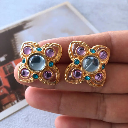 Nihaojewelry Jewelry Wholesale Colored Diamonds Drip Glaze Electroplated Ear Clips