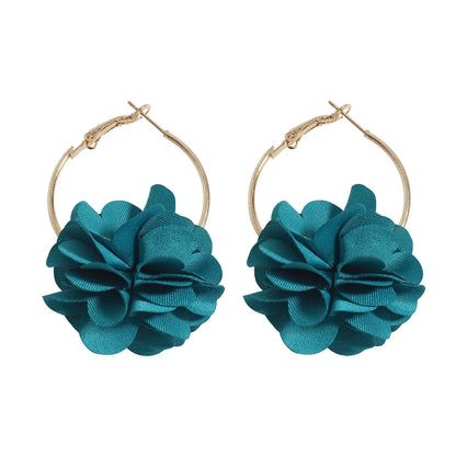 Nihaojewelry Jewelry Wholesale Fashion Fabric Flower Multi-Layer Three-Dimensional Earrings