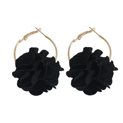 Nihaojewelry Jewelry Wholesale Fashion Fabric Flower Multi-Layer Three-Dimensional Earrings