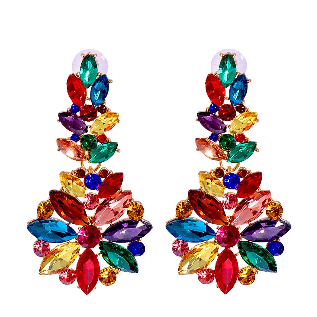 Gooddiy Jewelry Wholesale Fashion Geometric Inlaid Colorful Diamond Earrings