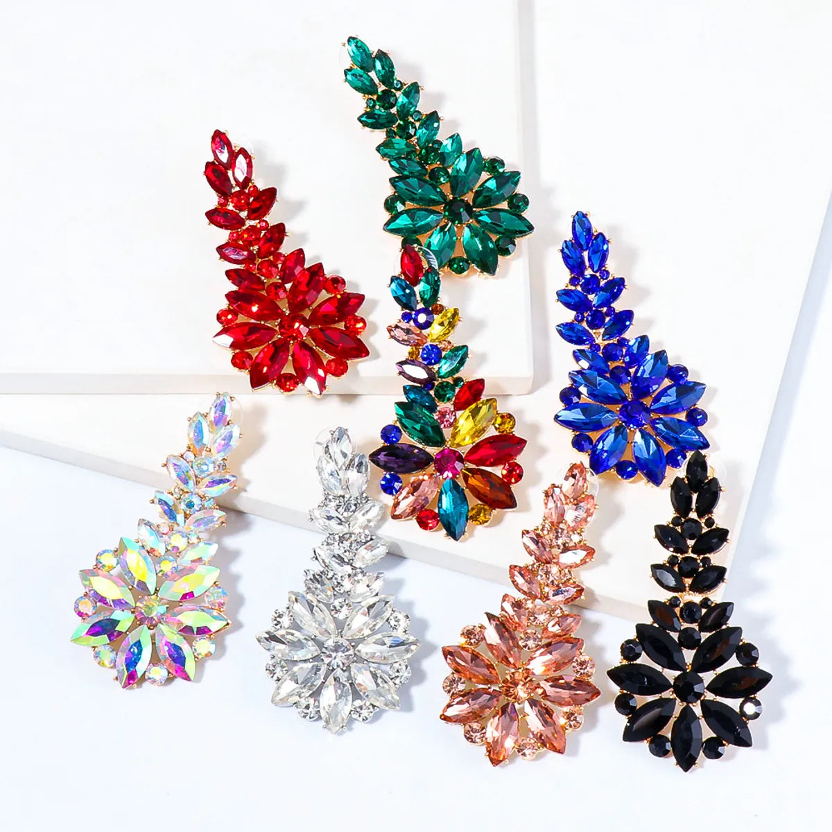 Gooddiy Jewelry Wholesale Fashion Geometric Inlaid Colorful Diamond Earrings