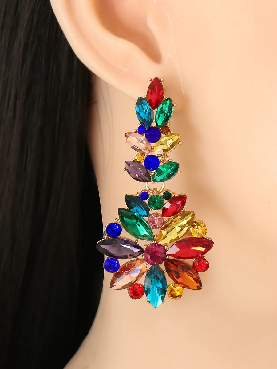 Gooddiy Jewelry Wholesale Fashion Geometric Inlaid Colorful Diamond Earrings