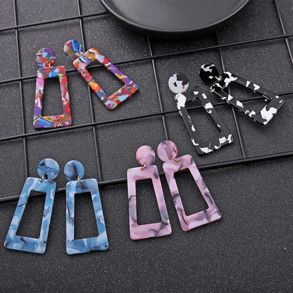 Gooddiy Jewelry Wholesale New Style Geometric Long Squares Multi-color Earrings