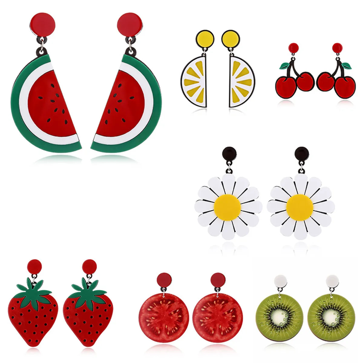 Gooddiy Jewelry Wholesale Simple Fruit Watermelon Strawberry Lemon Cherry Earrings