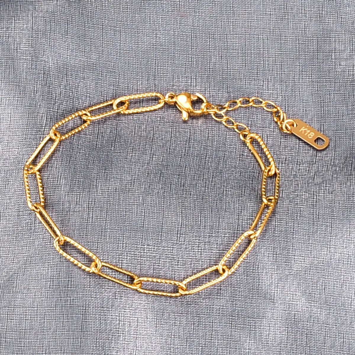 Gooddiy Simple 18k Gold Short Embossed Bracelet Wholesale Jewelry