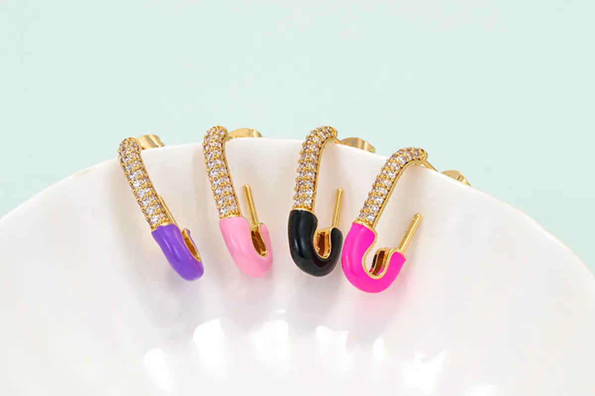 Gooddiy Simple Dripping Oil Diamond-studded Geometric Earrings Wholesale Jewelry