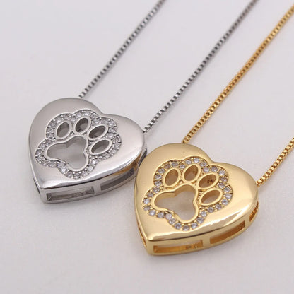 Gooddiy Simple Inlaid Zircon Heart-shaped Cat Claw Necklace Wholesale Jewelry