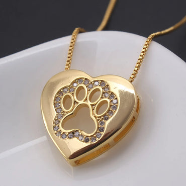 Gooddiy Simple Inlaid Zircon Heart-shaped Cat Claw Necklace Wholesale Jewelry