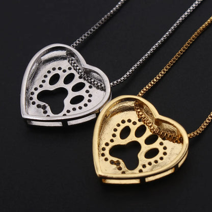 Gooddiy Simple Inlaid Zircon Heart-shaped Cat Claw Necklace Wholesale Jewelry