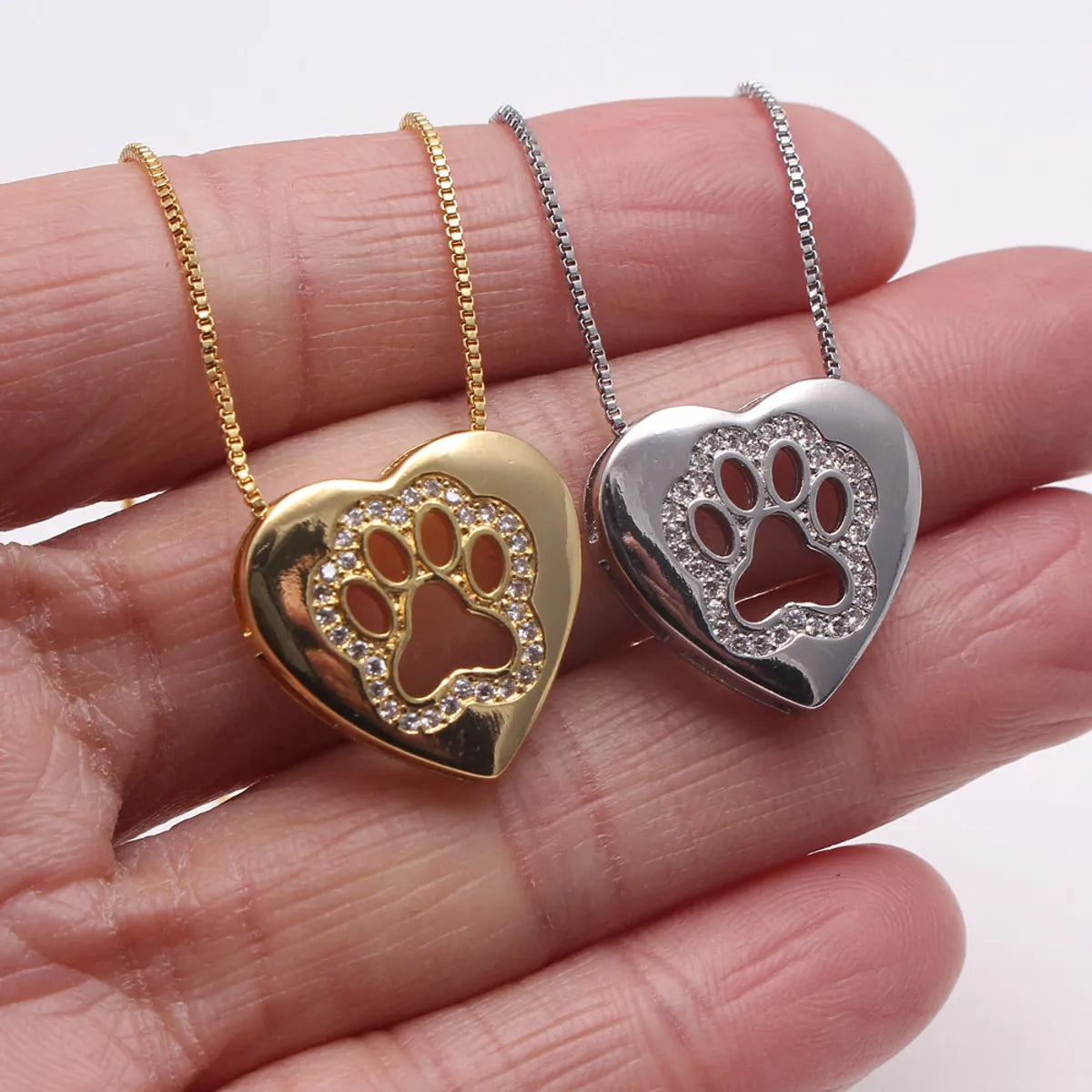 Gooddiy Simple Inlaid Zircon Heart-shaped Cat Claw Necklace Wholesale Jewelry