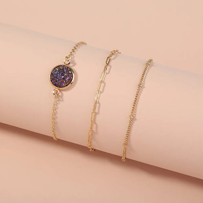 Gooddiy Simple Purple Crystal Cluster Lattice Chain Multi-layer Bracelet Wholesale Jewelry