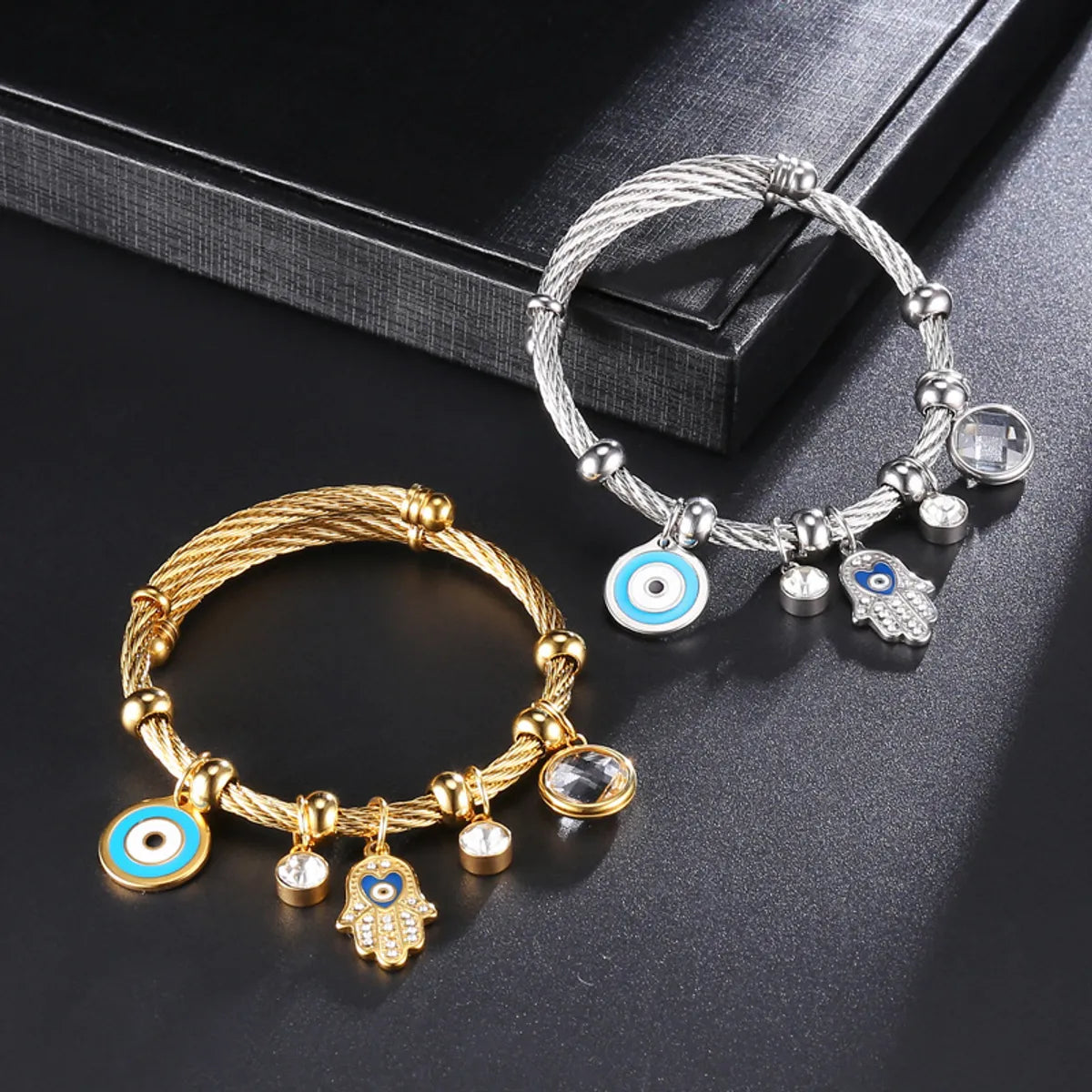 Nihaojewelry Stainless Steel Palm Evil Eye Bracelet Wholesale Jewelry