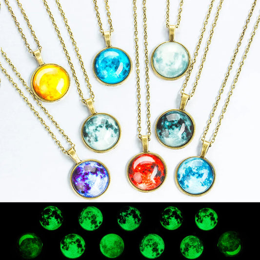 Gooddiy Universe Starry Sky Gem Luminous Pendant Necklace Wholesale Jewelry