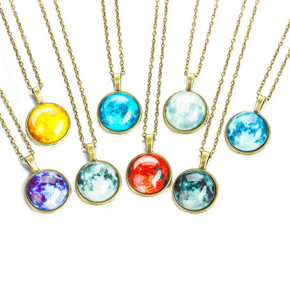 Gooddiy Universe Starry Sky Gem Luminous Pendant Necklace Wholesale Jewelry