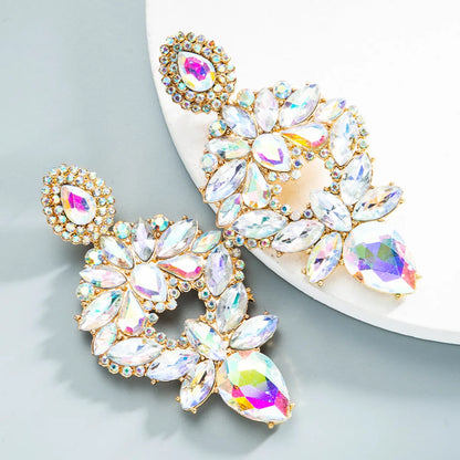 Gooddiy Wholesale Jewelry Alloy Colorful Diamond Water Drop Earrings