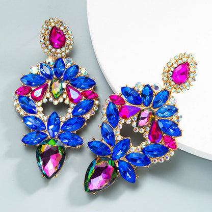 Gooddiy Wholesale Jewelry Alloy Colorful Diamond Water Drop Earrings