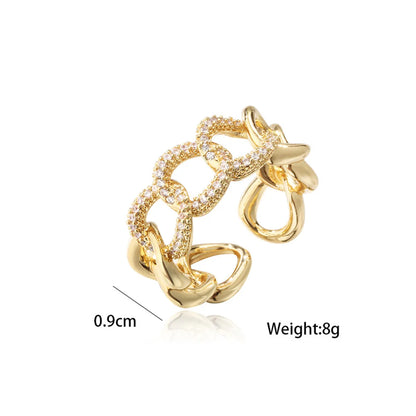 Gooddiy Wholesale Jewelry Copper Micro-inlaid Zircon Cuban Chain Shape Open Ring